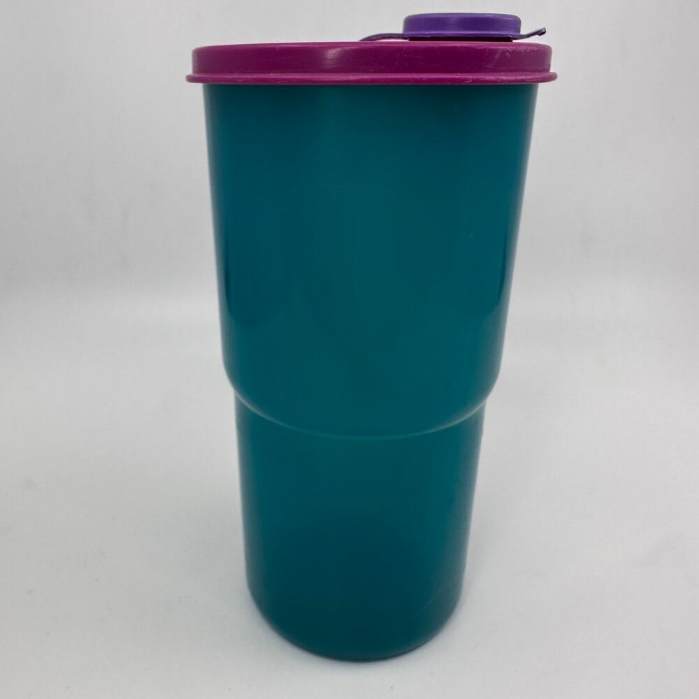 Vintage Tupperware Aqua Blue/Purple Thirstquake Tumbler w/Lid Drinkware Storage